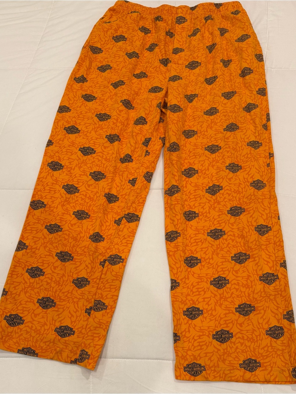Harley-Davidson Orange All Over Logo Pajama Lounge Pants SizeXXL (Waist 16”)